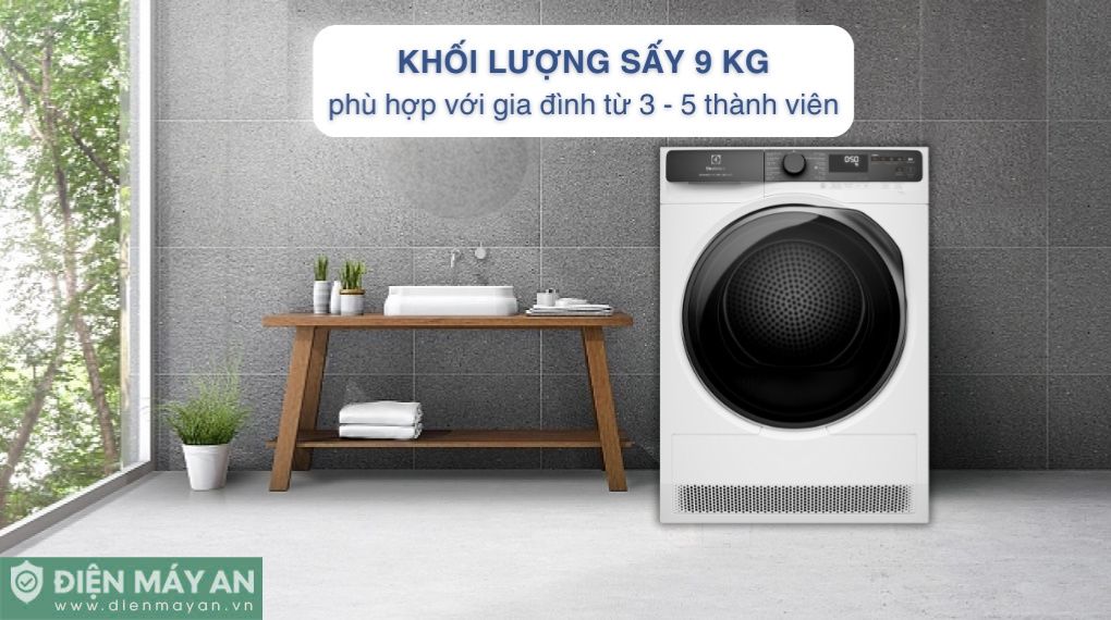 Máy Sấy Bơm Nhiệt Electrolux UltimateCare 9 Kg EDH903R7WC